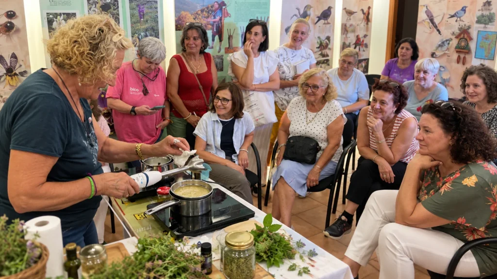Praktischer Teil des Heilpflanzen-Workshops in der Serra da Enciña da Lastra
